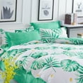 thumbnail image 3 of Bedding Microfiber Duvet Cover Green Leaves with pillowcases Queen, 3 of 7