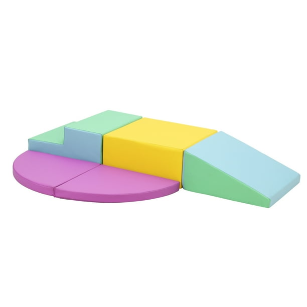Bloques de espuma para escalar para niños pequeños y preescolares, set suave de escalada interior, juego activo para trepar, gatear y deslizar, 6 piezas