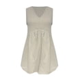 thumbnail image 5 of Long Tank Tops for Women Linen V Neck Pleated Sleeveless Strap Tops Summer Tops, 5 of 5