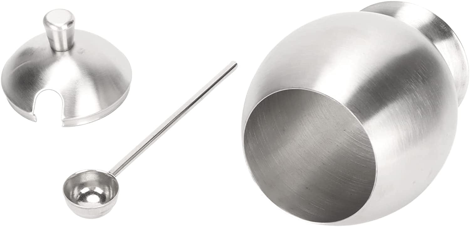 ABCISI Condiment Container, Stainless Steel Egg Shaped Oval Condiment Jar With Spoon, Seasoning Container For Kitchen Resturant