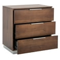 thumbnail image 2 of SAFAVIEH Brylin Retro Rustic 3 Drawer Nightstand, Walnut, 2 of 13