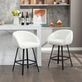 thumbnail image 3 of ONEVOG 26.4'' Swivel Counter Height Stool, Sherpa Upholstered Bar Stool with Barrel Arms & Backs, Modern Counter Stool for Kitchen Island, White, 3 of 9