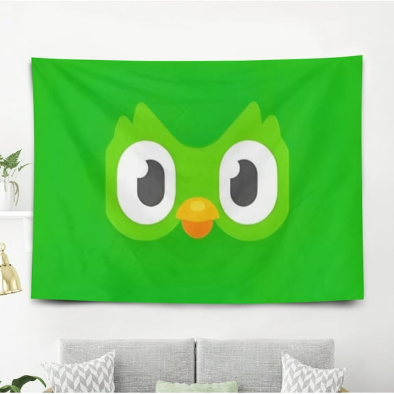 Tapestry for Duolingo wall hanging Bedroom Dorm Funny Backgrounds Poster Wall Art Decorations Kids Girls Teens Gifts Funny 40×60 inch