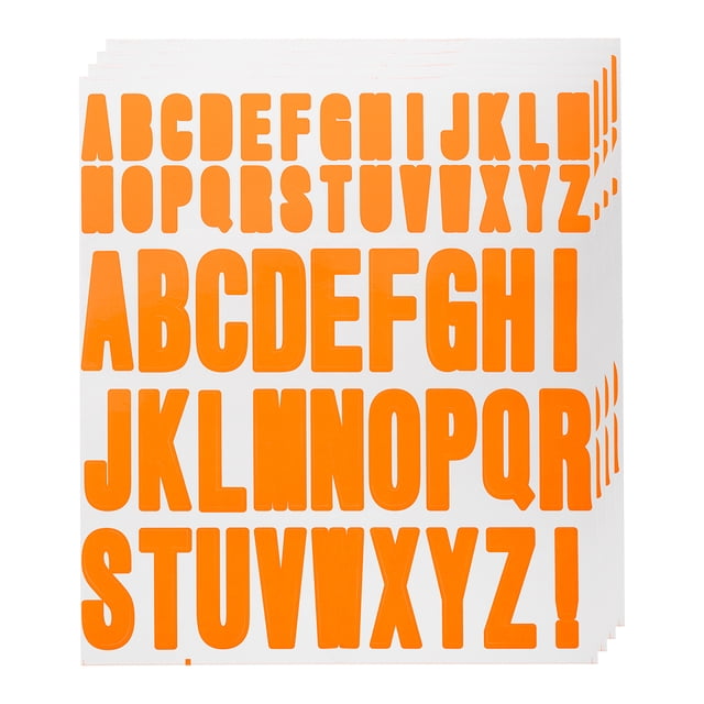 Uxcell 4 Hojas Calcomanías de Letras de Vinilo 9.1'' x 7.7'' para Interior Exterior Calcomanía Naranja