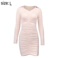 thumbnail image 2 of Dinheiro Vestido de Manga Sexy para Mujer Vestidos Cortos con Cuello en V y Espalda Cortada,L, 2 of 7