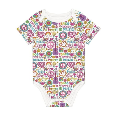 

Coaee Peace Love and Dove Flower Power for Soft Cotton Baby Short-Sleeve Bodysuit Baby Girls Boys Bodysuit Romper