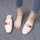 thumbnail image 4 of Mulas planas para mujer, mocasines sin espalda con punta cuadrada, sandalias deslizantes con cadena de metal Wmkox8yii  ytu3892, 4 of 6