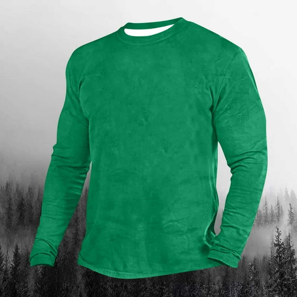 Blusas y camisas de manga larga con cuello redondo para hombre. Blusa de manga larga con cuello redondo y color liso para mujer.