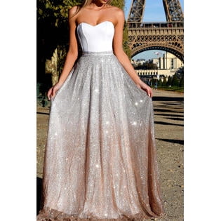 Unomatch Women Sizzling Off Neck Shiny Long Wedding Dress