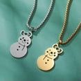 thumbnail image 3 of Christmas Hat Snowman Stainless Steel Necklace Hollow Scarf Deer Pendant Jewelry, 3 of 6