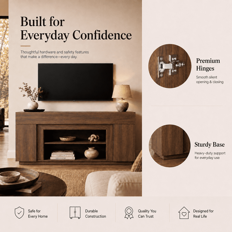 Lacoo 70-Inch TV Stand for 55-80 Inch TVs, Modern Entertainment Center with Storage Cabinets and Adjustable Shelves, Media Console for Living Room, Walnut