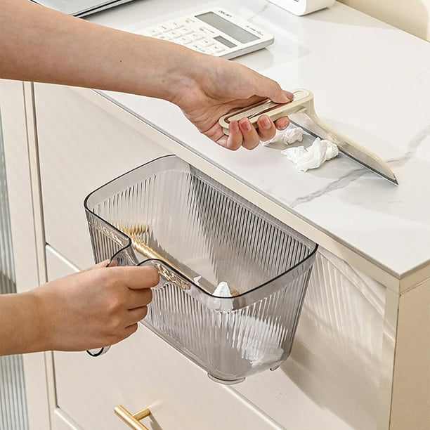 Desktop Trash Can With Scraper, Household Multifunctional Kitchen Table Food Waste Storage Bin, Desktop Cleaning Set With Scraper