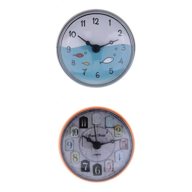 Abbracc Bathroom Clock Waterproof Kitchen Mini Bath Wall Clock Time Display Portable Orange3 Black5