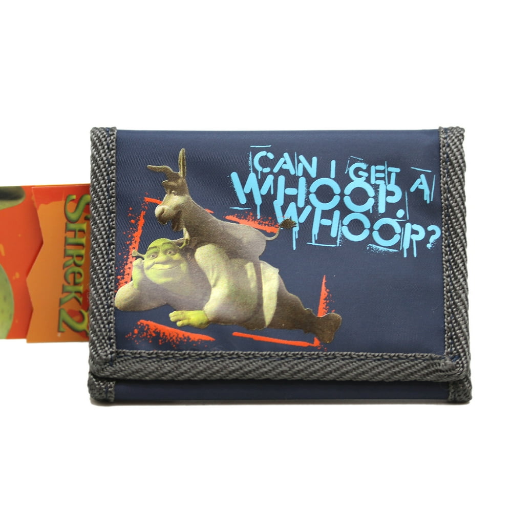 Wallet Shrek and Donkey "Can I get a Whoop Whoop?" TriFold Navy Blue