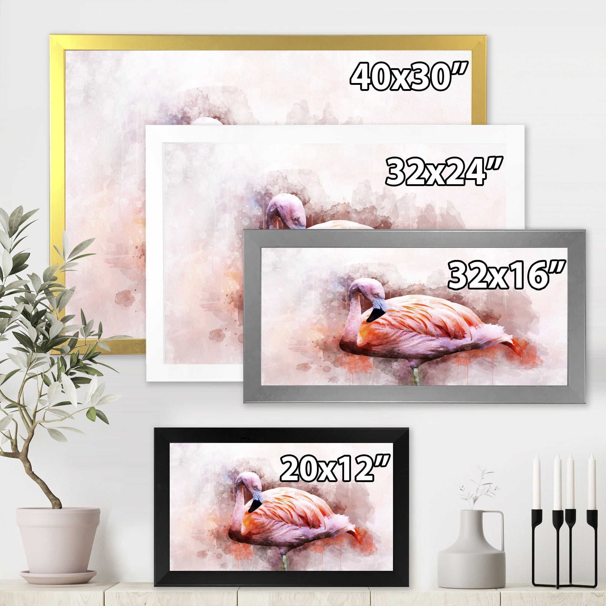 Designart 'Abstract Portrait of Pink Flamingo III' Farmhouse Framed Art Print
