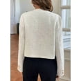 thumbnail image 2 of Women Open Front Button Down Long Sleeve Texture Knit Cardigan Sweaters with Pockets White S, 2 of 7