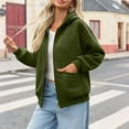 thumbnail image 6 of Stamzod Fall Jackets for Women 2025 Solid Color Long Sleeve Hooded Jacket Casual Outwear with Pocket Army Green B M, 6 of 7