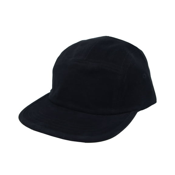 WITHMOONS Cotton Camp Cap Lightweight 5 Panel Flat Bill Hat MU21389 (Black)
