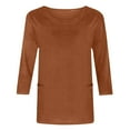 thumbnail image 5 of Fanxing Womens Tops 3/4 Sleeve Shirts Lightweight Summer T-Shirts Brown,S, 5 of 5