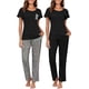 thumbnail image 2 of Ekouaer 2 Pack Womens Pajama Sets Short Sleeve with Long Pajama Pant Set Soft Sleepwear Printed Pj Lounge Sets with Pockets, 2 of 5