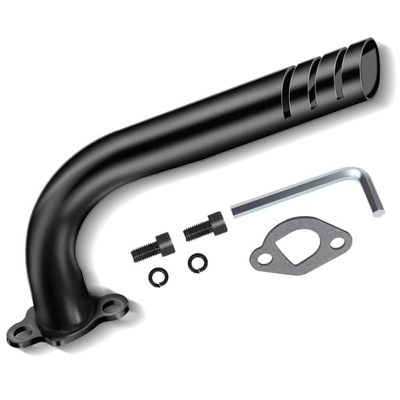 Upgrade Header Exhaust Pipe Kit for GX160 GX200 Predator 212cc 196cc 6.5HP Coleman CT200u BT200X CT200u-ex Hammerhead 80T Baja Warrior TrailMaster MB200 KT196 RB200 Go Kart Mini Bike Parts Black