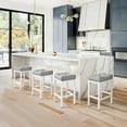 thumbnail image 4 of Dycanpo 24” Saddle Bar Stools Set of 6 with Modern Metal Legs, for Home Kitchen, Light Gray, 4 of 8