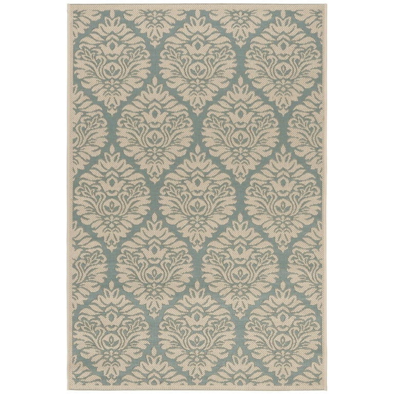 4' X 6' Aqua Damask Indoor Outdoor Area Rug 4' X 6' Aqua Damask Indoor Outdoor Area Rug