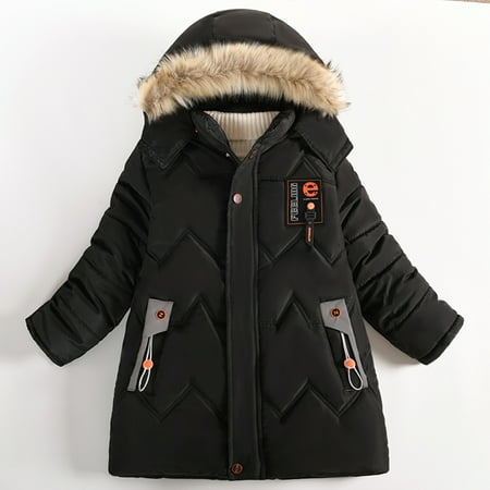 

TOWED22 Baby Jackets 6-12 Months Baby Girls Boys Winter Warm Jacket Hooded Snowsuit Windproof Coat Outerwear Soft Hoodies Black