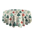 thumbnail image 5 of Beige Christmas Tree Pattern Round Tablecloth 60"x60",Wrinkle Wipeable Table Cloth for Kitchen Dining Room Picnic Patio Party, 5 of 6