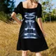 thumbnail image 5 of Vestido de noche con estampado de margaritas blancas sobre azul sin costuras, vestido informal para mujer, vestidos de noche de lujo para mujer, 5 of 7