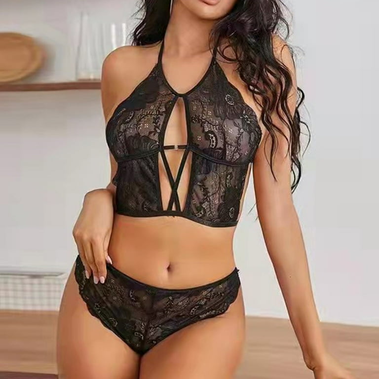 Women's Self Knot Front Teddy Lingerie Outfits Plus Size Sexy