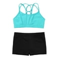 thumbnail image 3 of YONGHS Dance Outfits for Girls 2Pcs Criss Cross Back Crop Top and Athletic Shorts Activewear Set Tracksuit Mint Green 10, 3 of 6