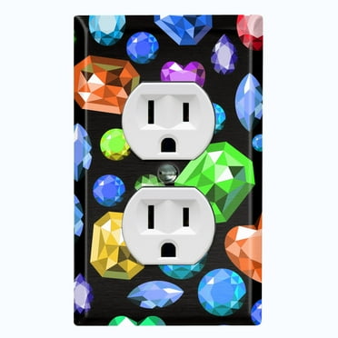 Metal Light Switch Plate Cover Colorful Multi-Shaped Gemstones DIA003