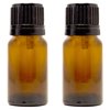 Amber Glass Bottle - 10 ml (1/3 fl oz) w/ Euro Dropper & Tamper-Evident Cap - Pack of 2