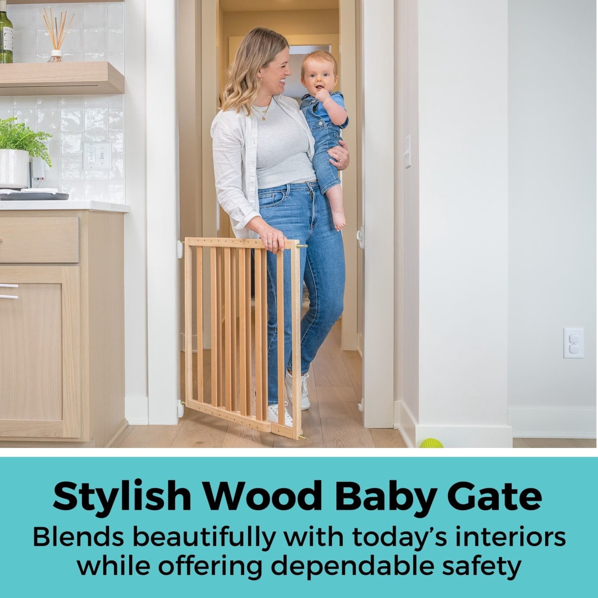 Toddleroo by North States LuxeCraft Wooden Baby Gate, Beechwood