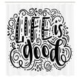 thumbnail image 3 of Ambesonne Saying Shower Curtain, Hand Lettering Doodle, 69"Wx70"L, Black White, 3 of 5