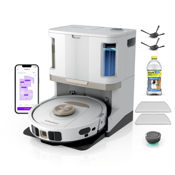 Robot aspirador y mopa Shark Stratos 2 en 1 con más de 25 funciones, color blanco