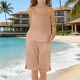 thumbnail image 6 of FAVIPT Kids 2 Piece Outfits Summer Sleeveless Spaghetti Strap Tank Top Straight Leg Short Pants Casual Solid Cute Beach Sets Khaki,5 Years, 6 of 9