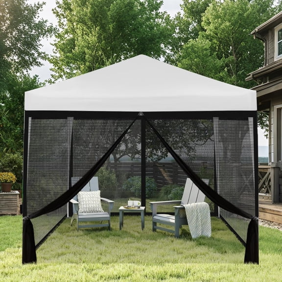 10x10 ft Mosquito Netting for Pop Up Canopy, Universal Bug Screen Tent Enclosure, Outdoor Canopy Mesh Net with Zipper Doors for Camping, , Backyard (Netting Only, Black)