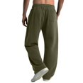 thumbnail image 4 of Havenre Men's Yoga Sweatpants Open Bottom Lightweight Sweat Pants Drawstring Elastic Waist Comfy Athletic Lounge Pants with Pockets Green S, 4 of 9