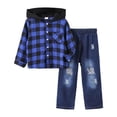 thumbnail image 3 of UYYX Boy Outfits Young Boys Classic Hood Outerwear Loose Straight Denim Pants Suit Soft Comfort Spring Outfit（Blue,3-4 Years）, 3 of 8