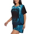thumbnail image 2 of Fuzoiu Open-Mouthed Shark Print Women's Short-Sleeved Pajama Set,Lounge Sleepwear Set,Womens Pajama Sets 2 Piece,Button-Up Top and Shorts with Pockets-3X-Large, 2 of 7