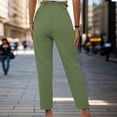 thumbnail image 7 of WCMZJ Women's Cropped Paper Bag Waist Pants with Pockets Slim Fit Casual Office Pencil Pants Summer Spring Striaght Leg Trousers with Tie Green XL, 7 of 7