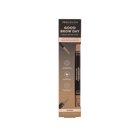 Profusion Cosmetics Good Brow Day Brow Define Duo, Smudge-proof Precision Pen & Pomade Pencil for Long-Wearing Natural Hair-Like Sculpted Brows, Blonde