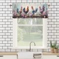 thumbnail image 3 of Watercolor Rooster Curtain Valances for Kitchen Windows Farm Colorful Flower Chicken Rustic Wooden Rod Pocket Valances for Bedroom Living Room Dining Room 54 by 18 in, 1 Panel, 3 of 6