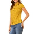 thumbnail image 4 of INSPIRE CHIC Women's Vintage Short Sleeve Tops Button Up Polka Dots Shirt XS Yellow, 4 of 7