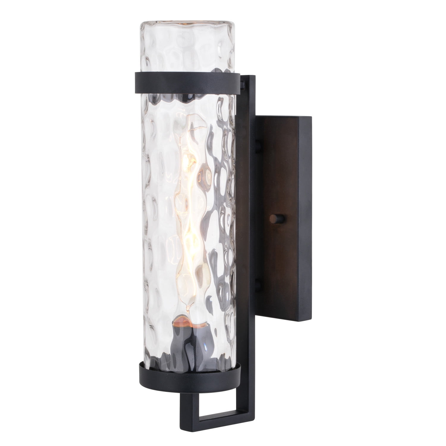 Seymour 1 Light Textured Black Transitional Outdoor Wall Lantern Clear Glass
