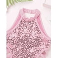 thumbnail image 5 of DPOIS Girls Sequined Turtle Mock Neck Leotard for Gymnastics Ballet Dance Costumes Pink 10, 5 of 7