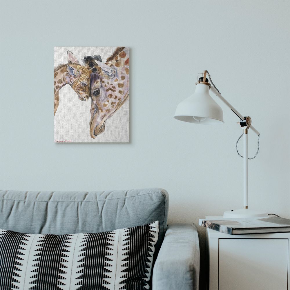 Stupell Industries Baby Giraffe Family Animal Watercolor Painting Canvas Wall Art by George Dyachenko