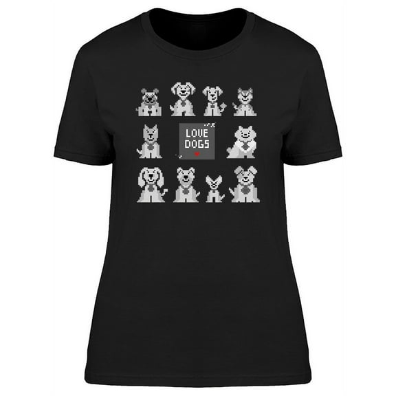 Cute Different Breeds Pixel Dogs T-Shirt Women -Image by Shutterstock, Female x-Large
